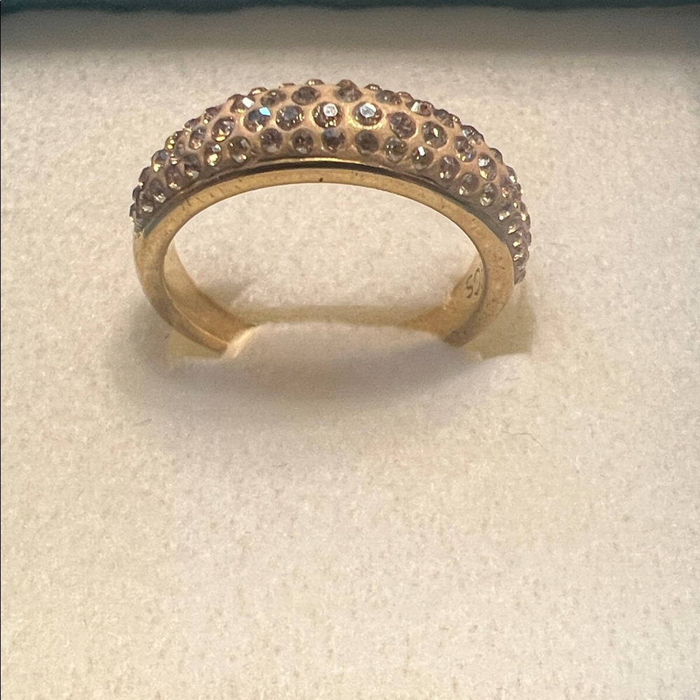 NWT - Touchstone Crystal  by Swarovski - Golden Luna Ring Size 6